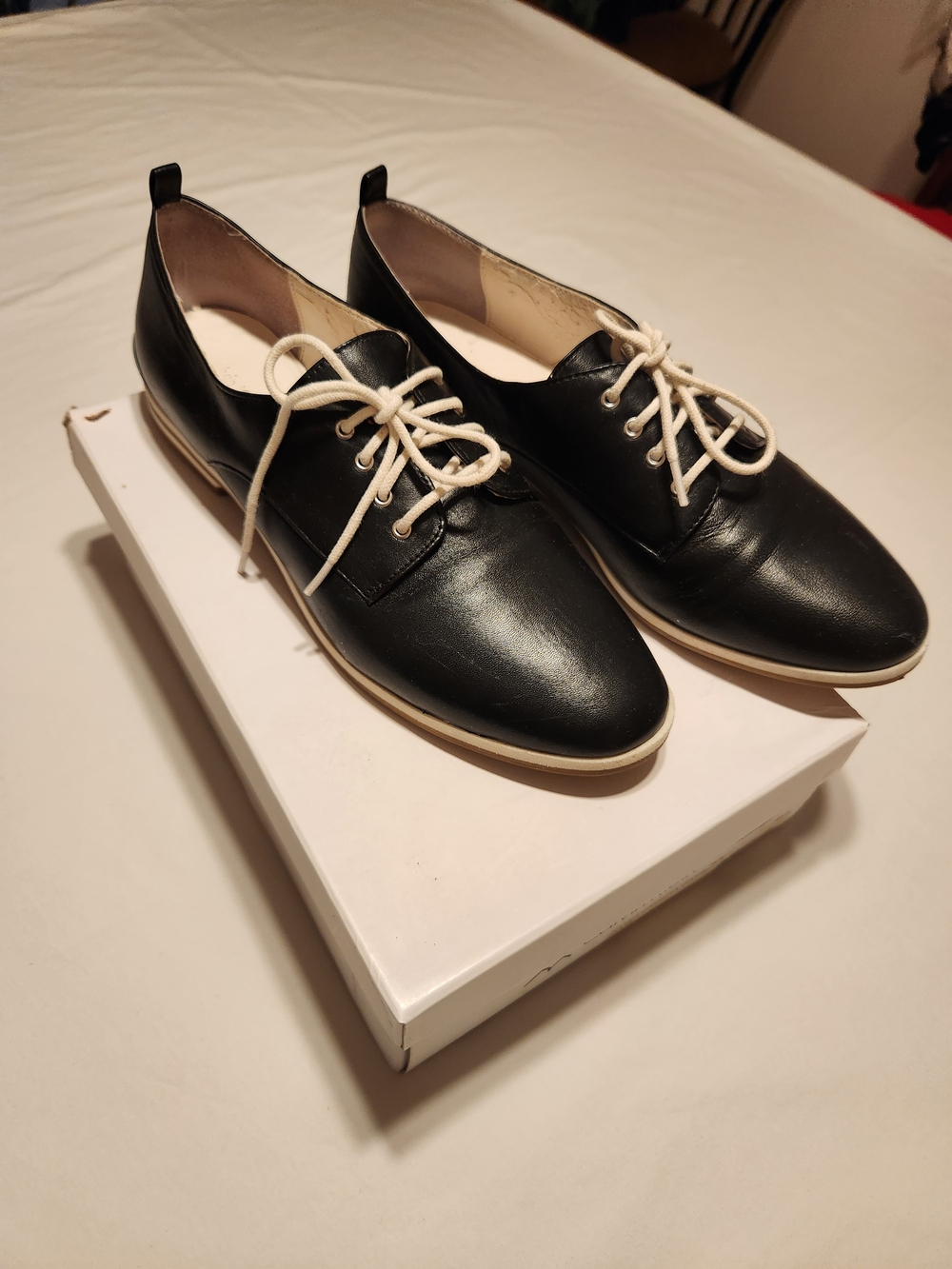 Calvin Klein Kassia Cabretta Leather Oxford Shoes Black Size 10M